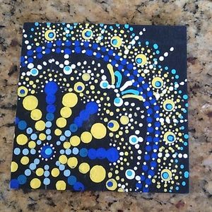 Hand Painted Mandala 4"x4" wood square